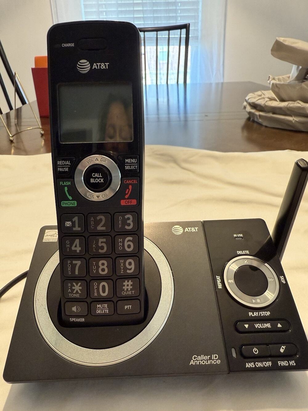 AT&T CL82419 Cordless Phone Black Caller ID Announce Call Block Speakerphone